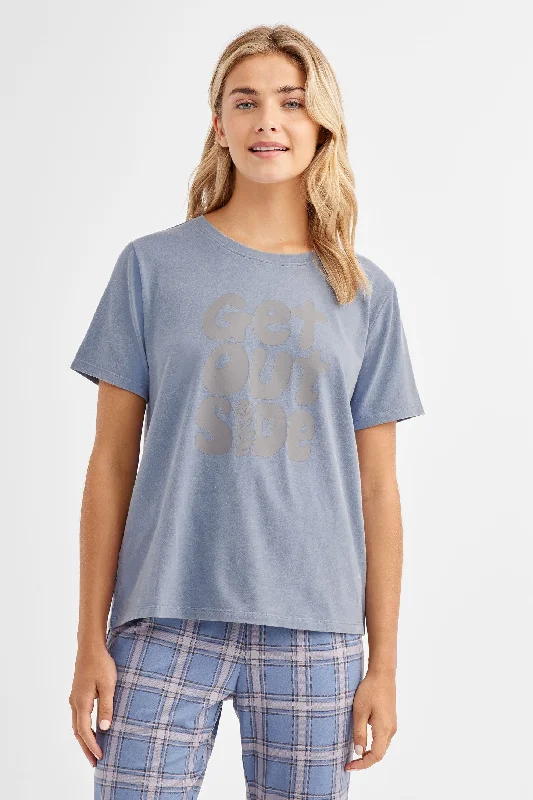 T-shirt pyjama imprimé en coton - Femme