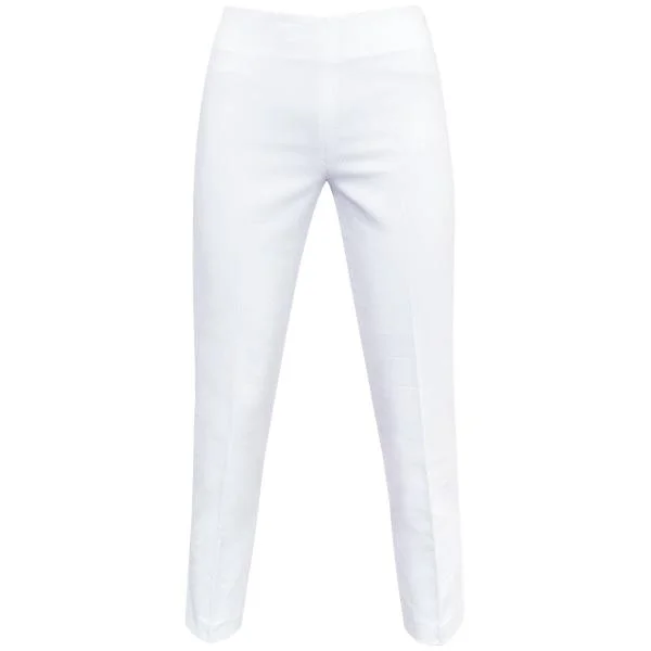 Pique Slim Fit Capri in White.